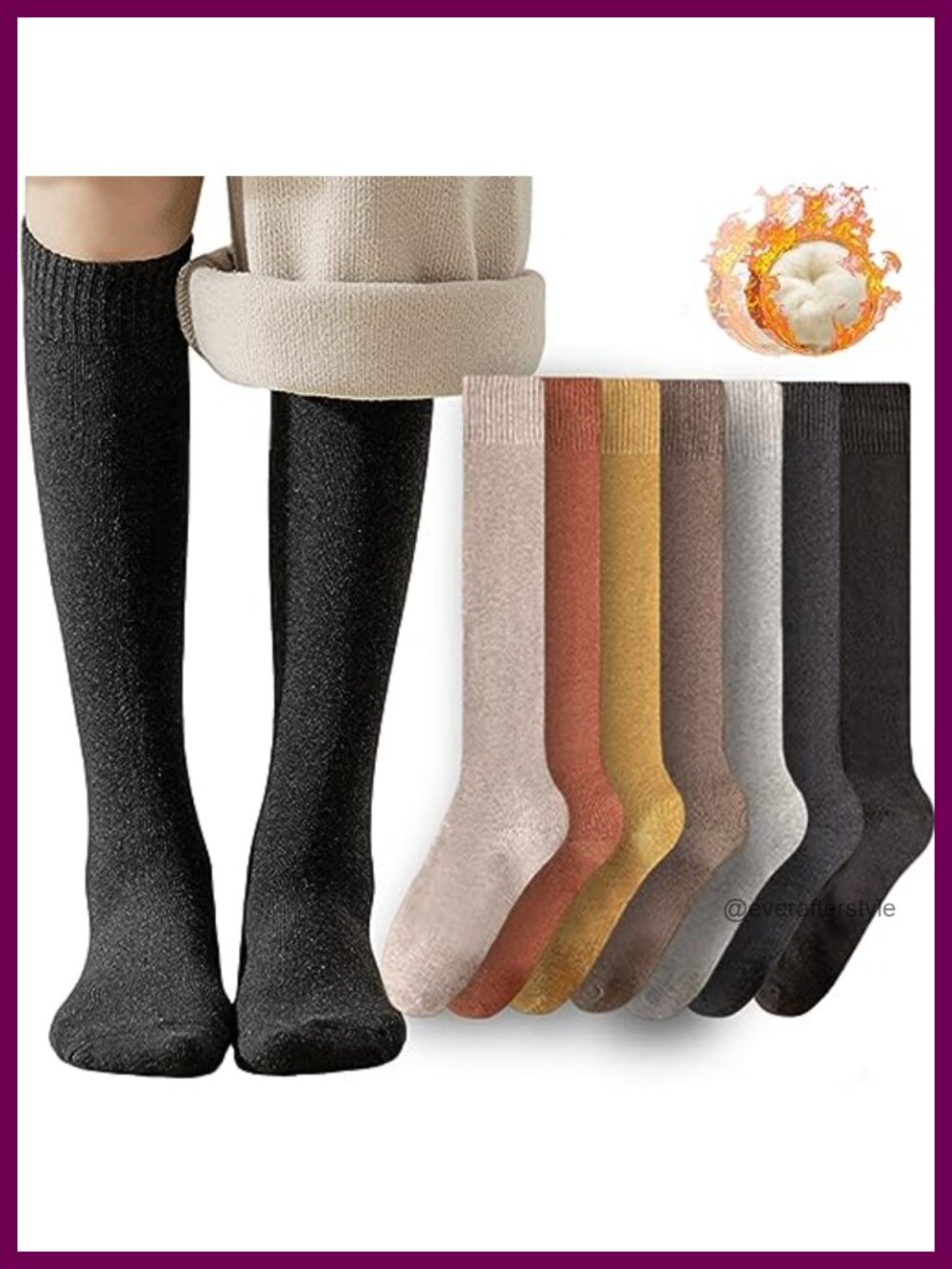 Over Knee High Thermal Cotton Socks Knee Length Winter Boot Stockings